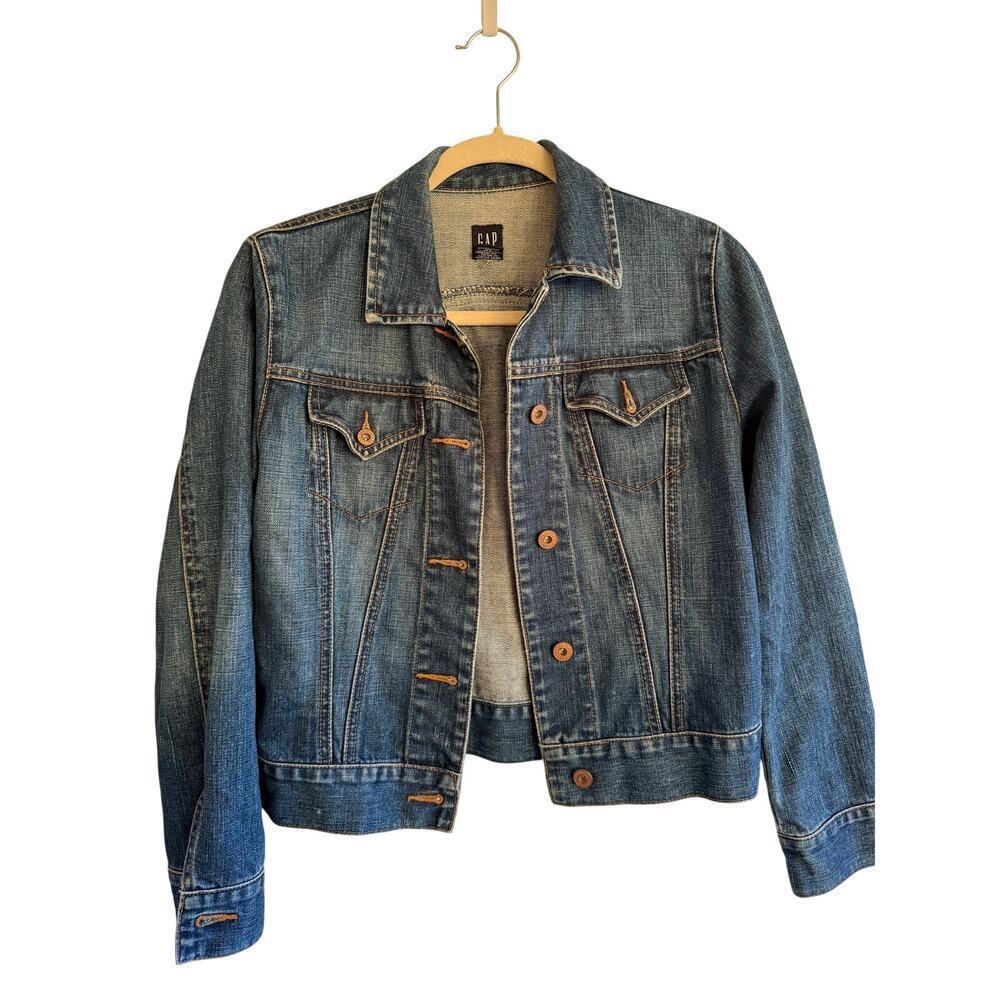 Gap Denim Jacket XS Classic Blue Jean Jacket 100% Cotton Preppy Americana - Picture 2 of 4